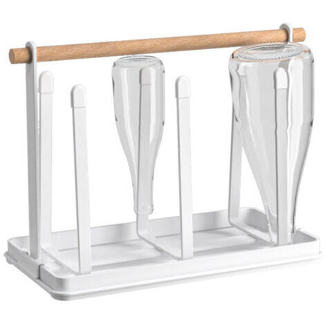 (Blanc)Egouttoir Bouteille et Porte Tasse pour Rangement Cuisine, 6 Etagere Cuisine Bouteille en Métal, égouttoir Bouteille pour Rangement Cuisine Gain de Place (1/4)