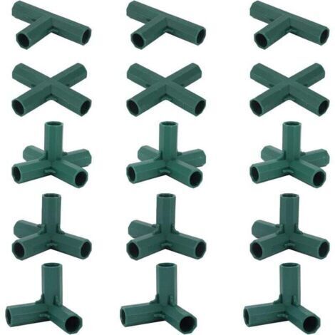 Lot de 15 Connecteurs De Cadre De Serre, Connecteurs d'angle pour Cadre De Jardin Tige d'hélice de 16 mm 4 Types de Support Stable Robuste pour Serre (1/5)