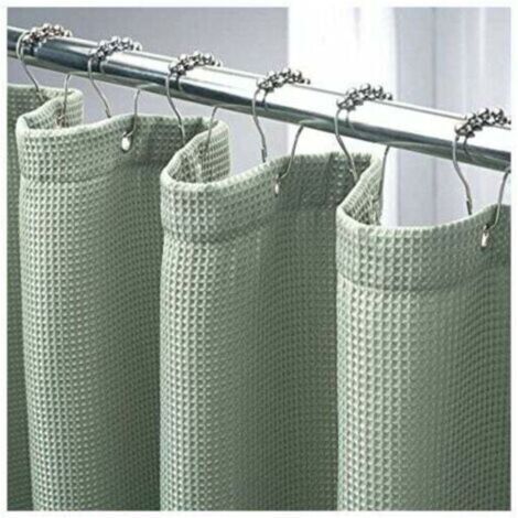180 x 180 cm, rideau de douche vert sauge rideau de douche gaufré, rideau de douche en tissu hydrofuge, 12 œillets métalliques, polyester de qualité supérieure, résistant, vert sauge (1/4)