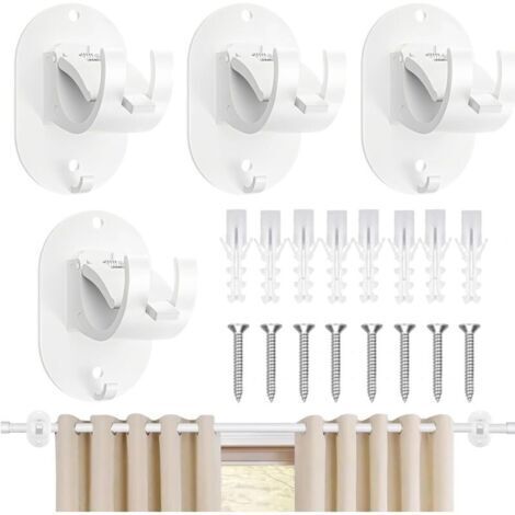 4 Pièces Rideaux Sans Percage Crochet Blanc Sans Percage Crochet pour Fenetre a Clipser Rideau Adhesif Accroche Tringle Sans Percage pour la Maison,la Salle de Bain (1/4)
