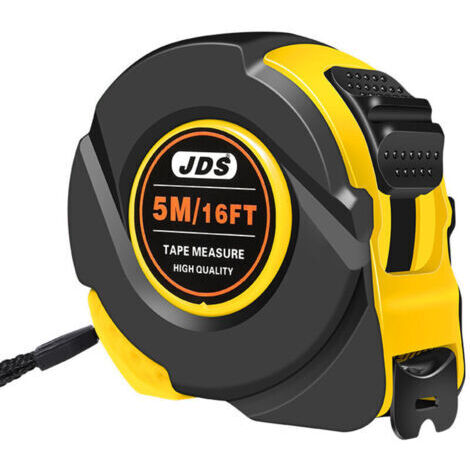 5M/16FT Professional Tape Measure with Locking Mechanism - Dual Scale (Inch/cm), 25mm Wide Shockproof Blade, Movable Hook & Belt Clip for Construction, Heavy Duty, Carpentry, DIY, Black & Yellow (1/5)