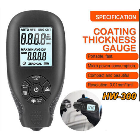 Testeur d'épaisseur de peinture, jauge d'épaisseur numérique LCD portable, 0-2000um pour Mesure de la Peinture Automobile