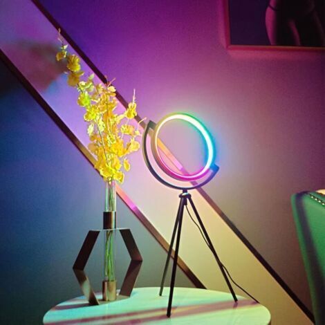 USB Lampe de Table Dimmable RGB Mode Fil de Commande Plusieurs Couleurs Noir Lumière D'ambiance pour Chambre Salle D'étude Lampe Decorative de Salon (1/5)