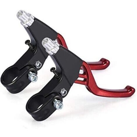 Poignée de Frein de Vélo - Alliage D'aluminium Frein à Levier de Frein à Main Universel pour Vélos,S'appliquent à Vélo de Route VTT BMX Frein à Vélo 2,2 cm de Diamètre Une Paire (Rouge) (1/4)