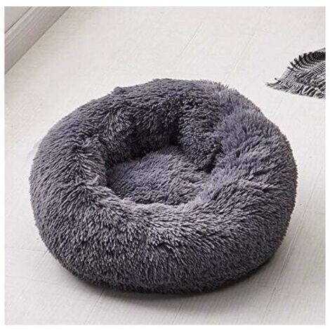 Couchage Panier Rond pour Chien Chat, Corbeille en Peluche Coussin Matelas Epais Hiver Lit Rond pour Animal Domestique (XS/40cm, Gris Foncé) (1/5)