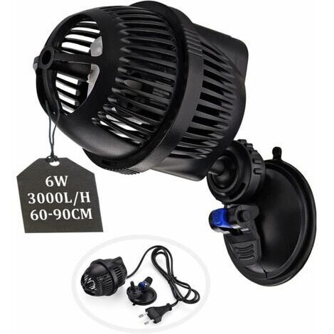 Pompe à vagues pour aquarium 3000L/H 6Watt JVP-101A Pompe de circulation pour aquarium de 60 à 90 cm, adaptée à l'eau douce et à l'eau salée avec ventouse (1/5)