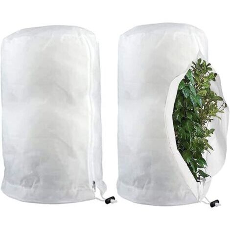 2pcs Protection hivernale pour plantes Protection contre le gel Grand sac de protection hivernale pour plantes avec fermeture éclair Respirant Résistant à la déchirure Réutilisable (80 100cm) (1/4)