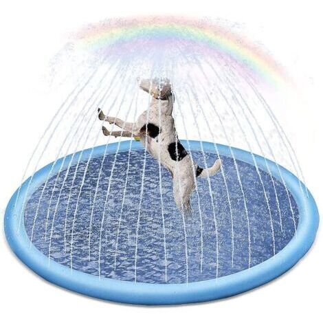 Tapis Jet D Eau Enfant,Piscine pour Chien,Tapis De Pulvérisation Antidérapant, Splash Pad PVC, Piscine pour Animaux,Baignoire pour Chien,Jeu d'eau Exterieur Été pour Enfant Adulte Chien