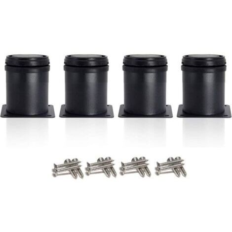 4 pieds de meuble noirs de 50 mm, réglables en hauteur de 0 à 15 mm avec des vis en acier inoxydable (1/5)