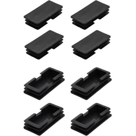 Embouts Rectangulaires (100 x 50 mm) - Lot de 8, Embouts de Protection en Plastique pour Tubes Rectangulaires avec Filetage - pour Pieds de Meubles et Chaises, Couleur Noire