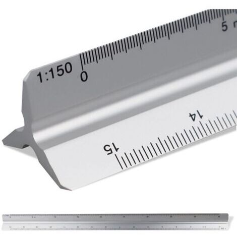 Règle d'architecte triangle à échelle de 30cm Échelle: 1:20-1:25-1:50-1:75-1:10 Matière: Aluminium Scalimètre (Thirty) (1/4)