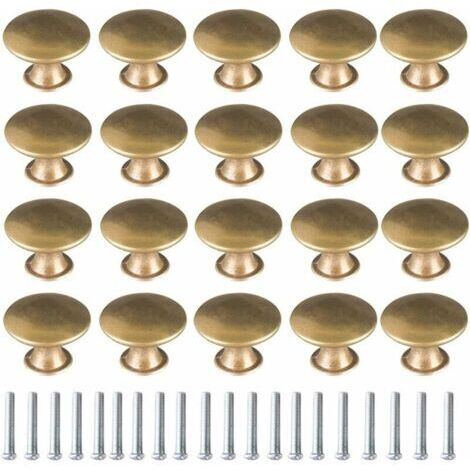 Bouton de Porte Laiton 20 Pièces Vintage Laiton Poignées Boutons de Meuble Boutons Porte de Tiroir Poignée de Meuble Bouton de Meuble Vintage pour Tiroir Armoire Meuble Cuisine de Placard (1/4)