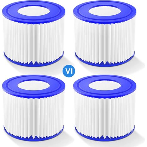 4PCS VI Filtre pour Spa, VI Filtre Cartouche Piscine Filtrantes, Cartouche VI Filtrante - Compatible avec Bestway 58323E, Compatible avec Coleman Saluspa 90427E, Compatible avec Lay-Z-Spa