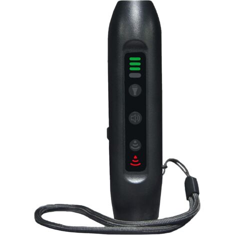 Répulsif pour chien, portable et rechargeable, avec lampe torche intelligente haute luminosité, avec indicateur LED et fonction lumière colorée.