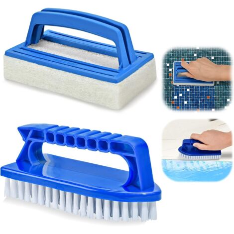 Ensemble de 2 brosses de piscine, éponges de piscine, tampon de nettoyage, éponge, brosse à algues, brosse de nettoyage, épurateur à main, convient pour nettoyer la saleté et la mousse pour spa, petit