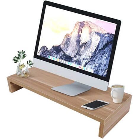 Support pour moniteur de bureau, support pour ordinateur portable, support pour écran et ordinateur portable, support pour moniteur de bureau, support en bois, pour table de bureau (1/5)
