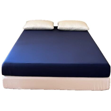 Drap Housse 180x200 Coton Bonnet 30 cm   Matelas Épais  Confort, Respirabilité, Entretien Facile – Bleu Marine