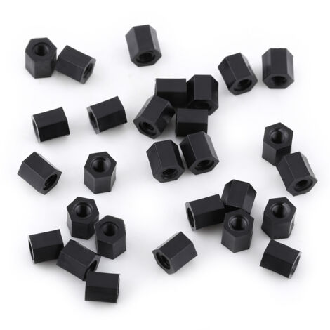 Entretoises filetées hexagonales noires PA66 M3 femelle x M3 femelle (M3 x 5)