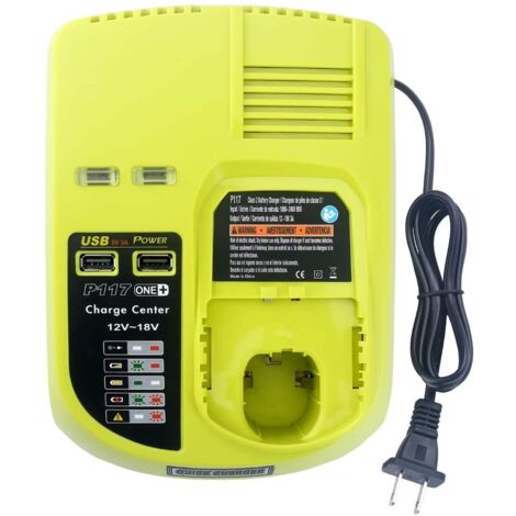Convient au chargeur de batterie Ryobi 12V-18V électroportatif NiCrNiMH avec 2USB