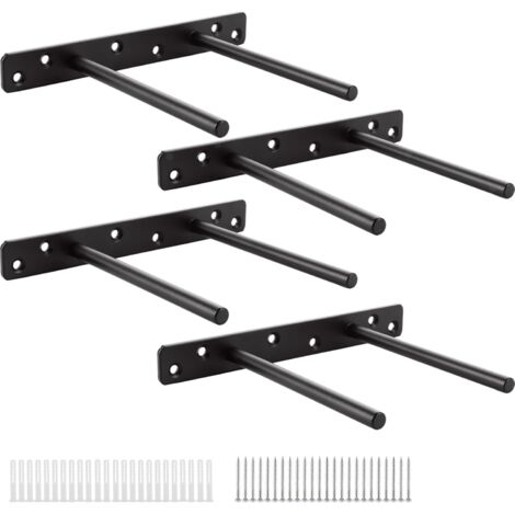Etagere Murale Fixation Invisible Double Pôle, Support Etagere Murale - 30 cm - Noir - Lot de 4 (1/5)