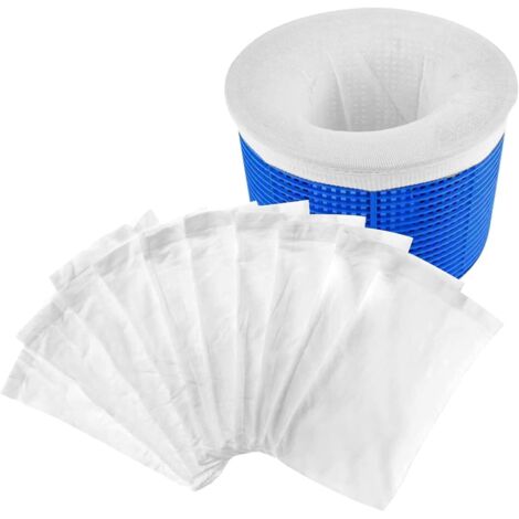 Lot de 10 chaussettes d'écumage de piscine, réutilisables, filtres d'écumage de piscine, préfiltre d'écumage en nylon élastique, chaussettes d'écumage de piscine (blanc)