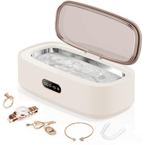 Nettoyeur à ultrasons pour bijoux, lunettes, montres, bagues, argenterie, appareils dentaires – Blanc