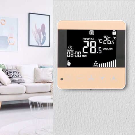 HY08AC-3 Réseau intelligent Écran tactile Climatisation centrale Thermostat LCD Modèle WIFI, Thermostat de climatisation intelligent - Thermostat de commutateur de bobine de ventilateur