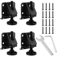 4pcs Adjustable Flat Foot Hex Nut Lock Furniture Leg Leveler with Locking Nut for Furniture Black