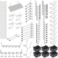 140Pcs Pegboard Metal Crochets Organisateur Assortiment Kit Peg Serrures Applications Suspendues, Ensoleillé