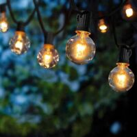 Guirlande Lumineuse Promotionnelle Intérieure et Extérieure, 25 Ampoules G40 Étanche 7,62 M Décoration Blanc Chaud, Convient pour Patio, Café, Jardin, Fête, Noël, Festival