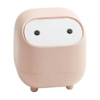Petite poubelle, mignonne ninja poubelle de bureau avec couvercle, poubelle de chambre à coucher avec , poubelle pour la maison, la chambre, le bureau (rose), Ensoleillé