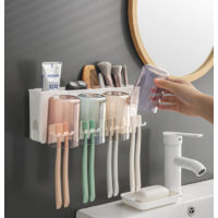 Organisateur Salle Bain Multifonction 2 Pièces Organisateur Brosse à Dents Avec Tasse - Support Salle De Bain Multifonctionnel Amovible Organisateur Salle Bain Multifonction 2 Pièces Organisateur Brosse à Dents Avec Tasse - Support Salle De Bain Multifonctionnel Amovible