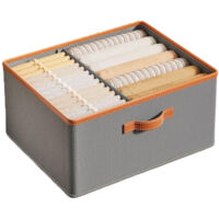 Boîtes de rangement pliables pour vêtements et pantalons avec séparateurs, grande capacité épaissie, conception peu encombrante, doublure en cuir