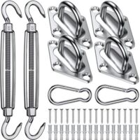 Kit de Fixation pour Voile d'Ombrage - 304 Inoxydable Voile d'Ombrage, Kit de fixation Voile d'ombrage pour Triangle, Carré & Rectangle, Heavy Duty antirouille Voile D'ombrage Kit de Fixation