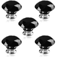 10 pièces/diamètre 30mm bouton de porte en cristal noir bouton armoire tiroir meubles verre diamant bouton