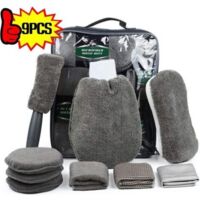 9 pièces Outils Professionnels Nettoyage de Voiture, Voiture Chiffons de Nettoyage Automobile Set, Wash Kits Microfibre, Auto waschset Cleaner Auto Set, Voiture Vent Brosse