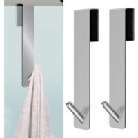 2 PCS Crochets de Porte de Douche,Accroche Serviette avec Couches en Mousse,crochets de porte pour cabine de douche paroi de douche en verre paroi de douche en verre(Argent)