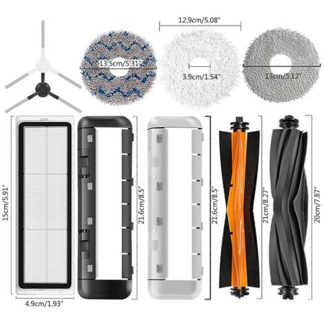 Jotekonoby Kit d'accessoires pour aspirateur EZVIZ RE4 Plus/RE5 Plus, brosse principale, filtres, lingettes serpillères, sacs à poussière, brosses latérales (A