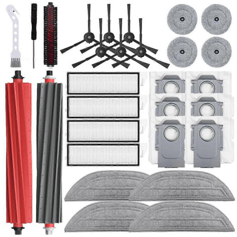 Pièces détachées pour aspirateur robot Roborock S8 MaxV Ultra/G20S : brosses latérales principales, filtre HEPA, lingette de nettoyage, sacs à poussière et accessoires. (1/5)