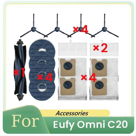 Accessoires pour robot aspirateur Eufy Omni C20 : pièces de rechange, brosse principale, filtre de nettoyage. (1/5)