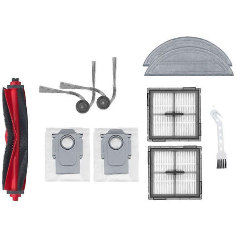 Lot de 10 accessoires pour robot aspirateur Roborock Q10 VF / Q10 VF+ : brosse latérale rotative, filtre HEPA, lingette de nettoyage et sac à poussière. (1/5)