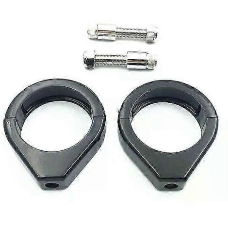 Lot de 2 supports de clignotants de 49 mm pour moto, fixation par colliers de déport de fourche avant, chromés/noirs, compatibles Harley Dyna, Softai et FXDB XL. (1/5)