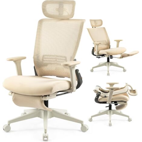 Klappbarer Bürostuhl, ergonomischer Stuhl mit Lendenwirbelstütze, höhenverstellbaren Armlehnen und Fußstütze für kleine Wohnungen, atmungsaktives Netzgewebe, gelb