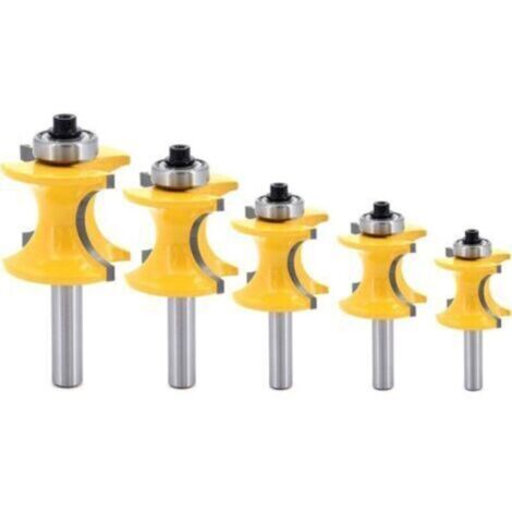 5-teiliger 8-mm-Rundschaftfräser mit Säule, Profilfräser, Holzfräser, Radiusfräser (1/4", 3/8", 1/2", 5/8", 3/4"), Holzbearbeitungswerkzeug (1/5)