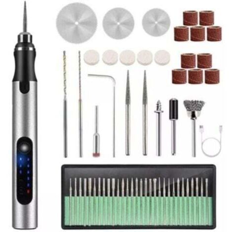 Elektrischer Gravierstift, einstellbare Geschwindigkeit, wiederaufladbares, kabelloses Profi-Gravierwerkzeug, 58-teiliges Set