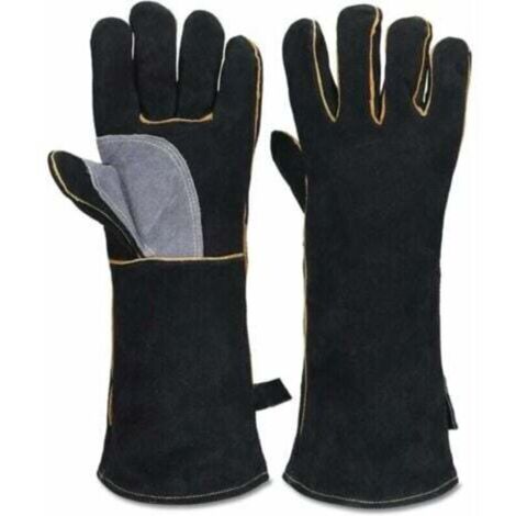 Extrem feuer- und hitzebeständige Lederhandschuhe mit Kevlar-Nähten, ideal für Kamine, Öfen, Backöfen, Grills und zum Schweißen.