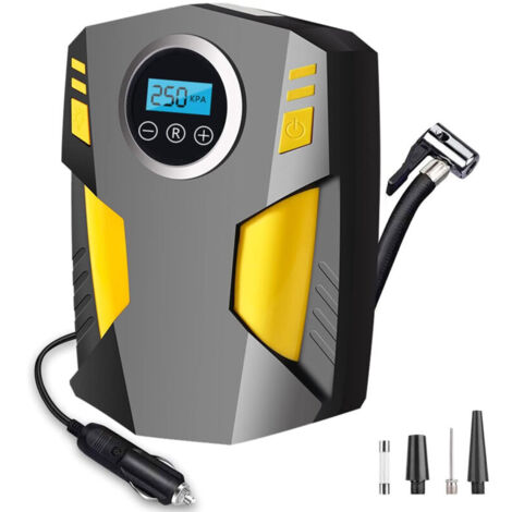 Tragbarer digitaler Autoreifenfüller mit 3 Düsenadaptern und digitaler LED-Leuchte, 12V Schnell-Elektro-Luftpumpe (1/4)