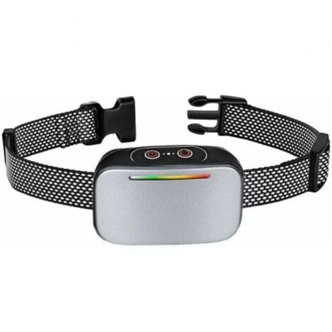 Automatisches Antibellhalsband für Hunde, intelligente Antibellkontrolle, wiederaufladbar, mit statischem Schock, Vibrations- und Tonmodus, wasserdicht (IP67), LED-Anzeige – silberfarben (1/4)
