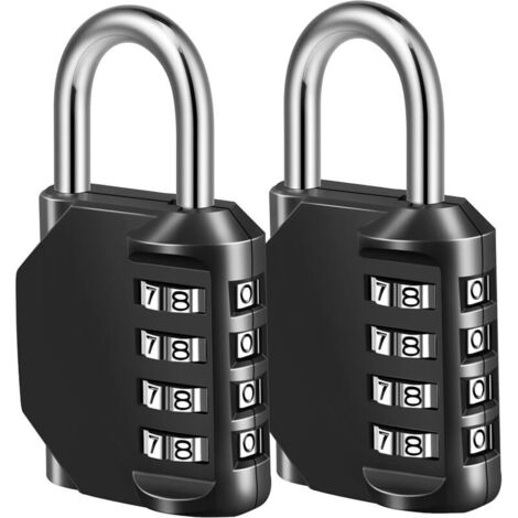 Zahlenschloss, 4-stelliges Zahlenschloss für Sportschränke, Zäune, Werkzeugkästen, Koffer, Aufbewahrungsschränke mit Riegel (2er-Pack, schwarz) (1/4)
