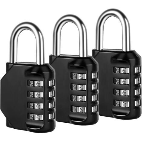 Zahlenschloss, 4-stelliges Zahlenschloss für Sportspind, Zaun, Werkzeugkasten, Koffer, Schrankaufbewahrung (XL - 2er-Pack, schwarz) (1/4)